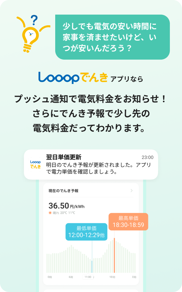 少しでも電気の安い時間に家事を済ませたいけど、いつが安いんだろう？
